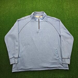 Margaritaville Sweatshirt Mens XL Blue Quarter Zip Pullover Preppy Golf Casual